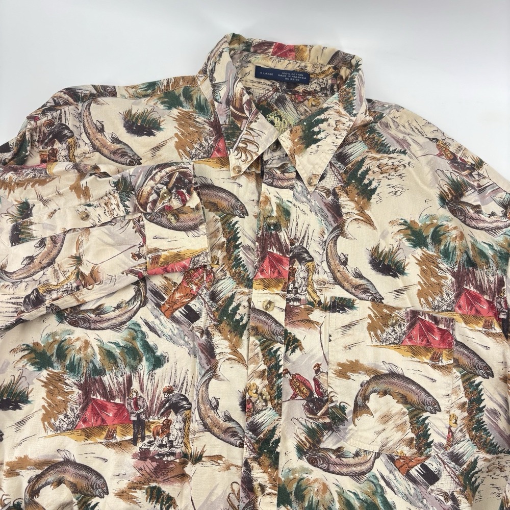 Vintage BD Baggies XL Fishing Shirt Mens XL Gorpcore Novelty 100% Cotton Camp